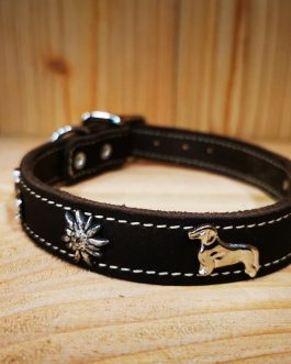 Lederhalsband handgefertigt Dackel/Edelweiß