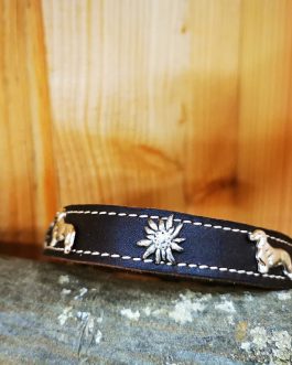 Lederhalsband handgefertigt Dackel/Edelweiß