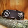 Lederhalsband handgefertigt, Hirsch, Wildschein