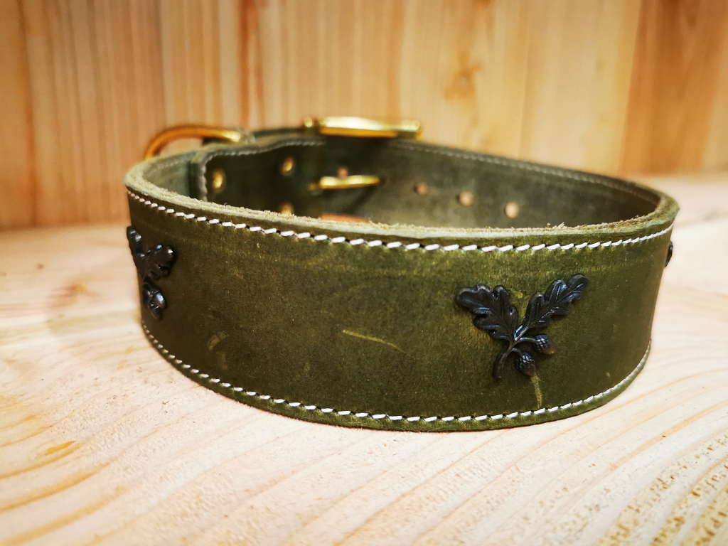 Lederhalsband handgefertigt, Eichenlaub von Jagdeinrichtung 24
