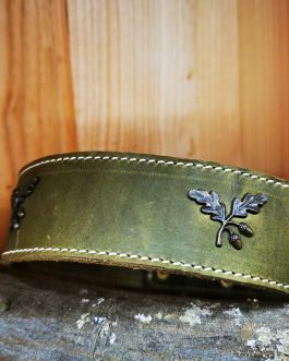 Lederhalsband Jagd Classic -handgefertigt- Eichenlaub